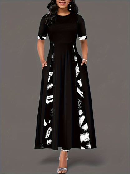 Robe maxi pour femmes avec motif artistique et poches pratiques Chic und Stil