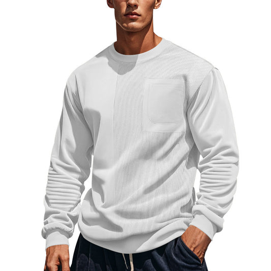 Hommes sweat-shirt décontracté avec design structuré et poche poitrine pratique Chic und Stil