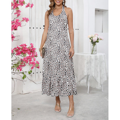 Robe maxi dos nu imprimé animal Chic und Stil