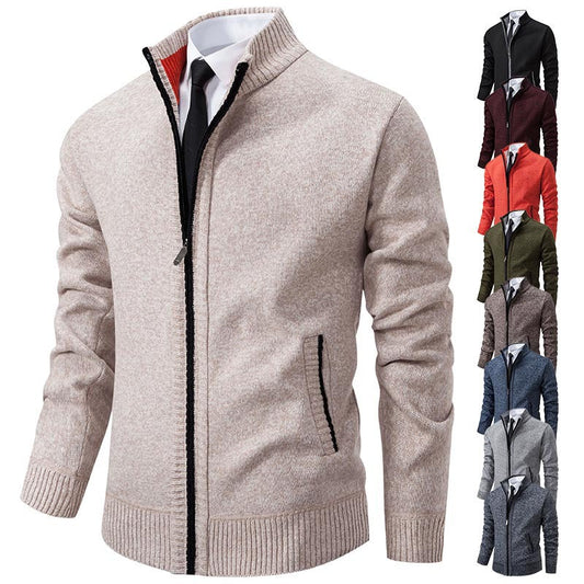 Men's Sporty Cardigan with Stand-Up Collar and Zipper Chic und Stil