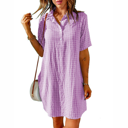 Robe chemise décontractée pour femmes avec motif à carreaux et poches pratiques Chic und Stil