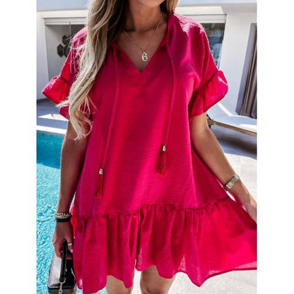 Robe d'été à volants pour femmes avec cordon de serrage Chic und Stil
