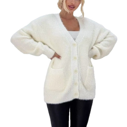 Dames cardigan en viscose douillet avec poches appliquées Chic und Stil