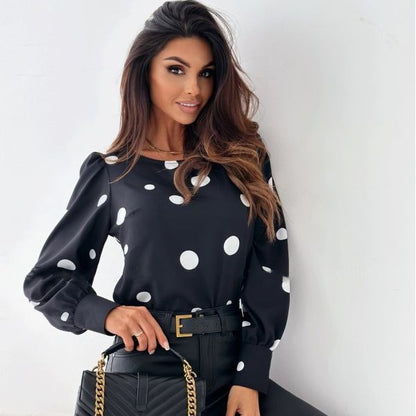Blouse pour femmes avec manches bouffantes et pois Chic und Stil