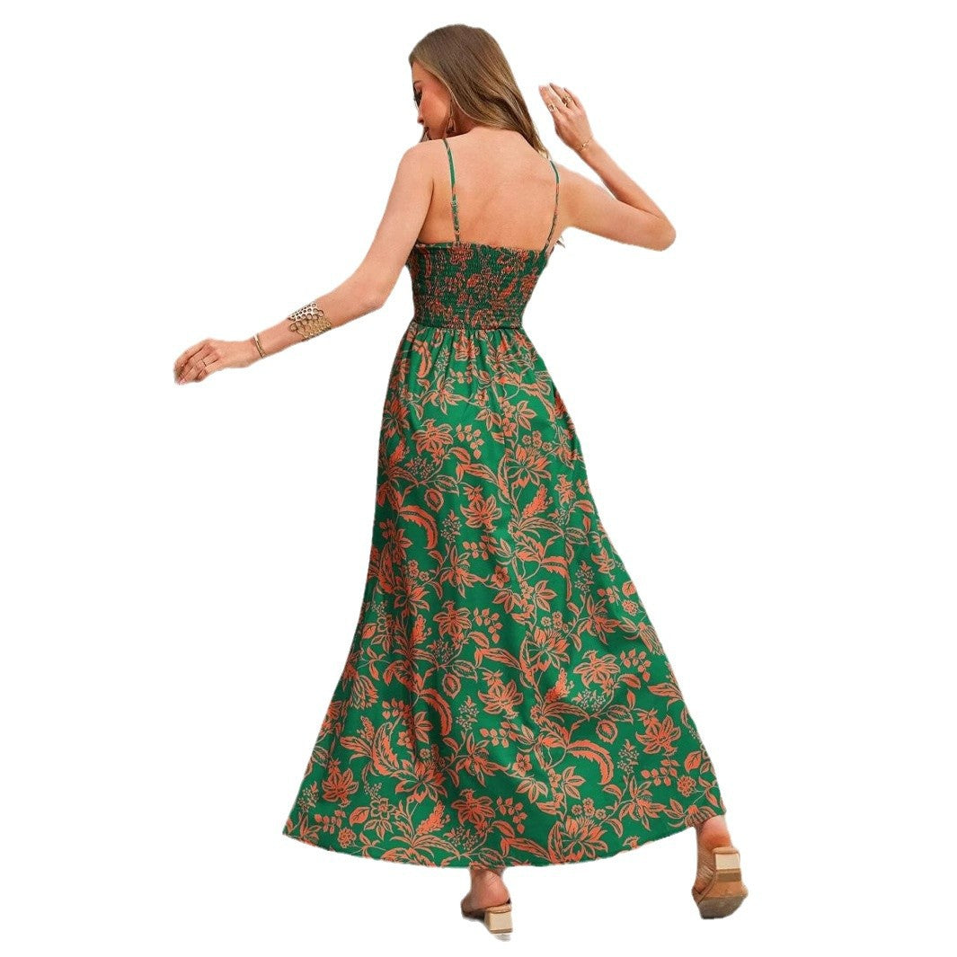 Dames motif floral robe maxi à bretelles spaghetti Chic und Stil