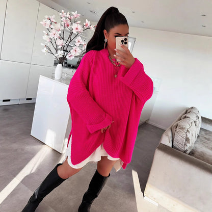 Pull oversized en maille épaisse pour femme avec décolleté en V et coupe décontractée Chic und Stil