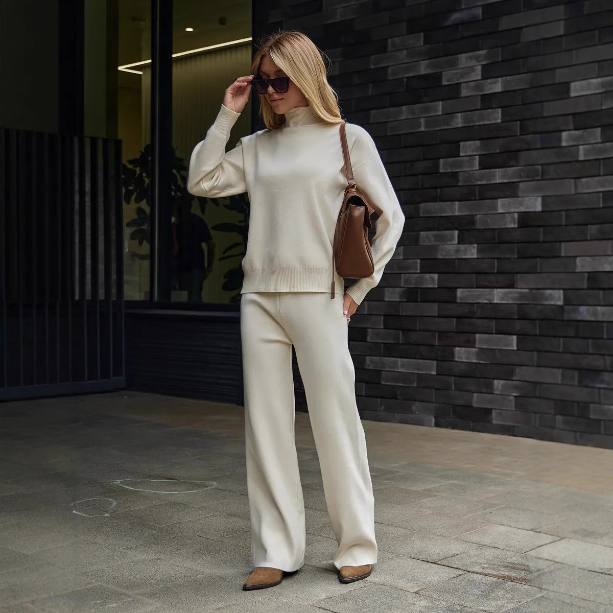 Dames ensemble en maille élégant avec col montant Chic und Stil