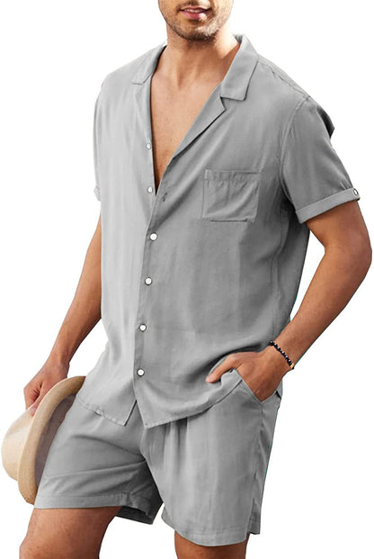 Homme Décontracté Ensemble Chemise à Manches Courtes et Shorts Chic und Stil