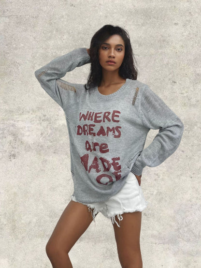 Pull décontracté pour femmes avec écriture créative et coupe à la mode Chic und Stil