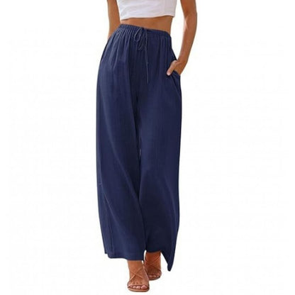 Wide palazzo pants for women with elastic waistband and side pockets Chic und Stil