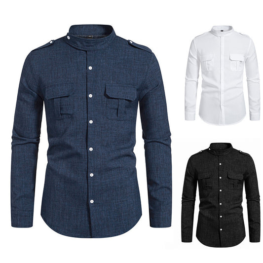 Chemise élégante à manches longues pour hommes avec poches poitrine pratiques Chic und Stil