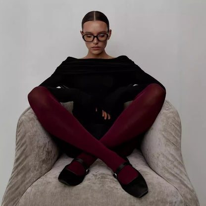 Dames Élégant haut décolleté avec texture lisse et manches évasées Chic und Stil