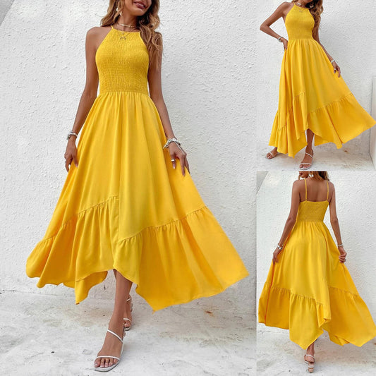 Dames Haut-Bas Dos Nu Robe Chic und Stil