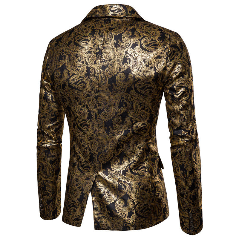 Blazer exclusif pour hommes en sequins avec des ornements dorés et une coupe moderne Chic und Stil