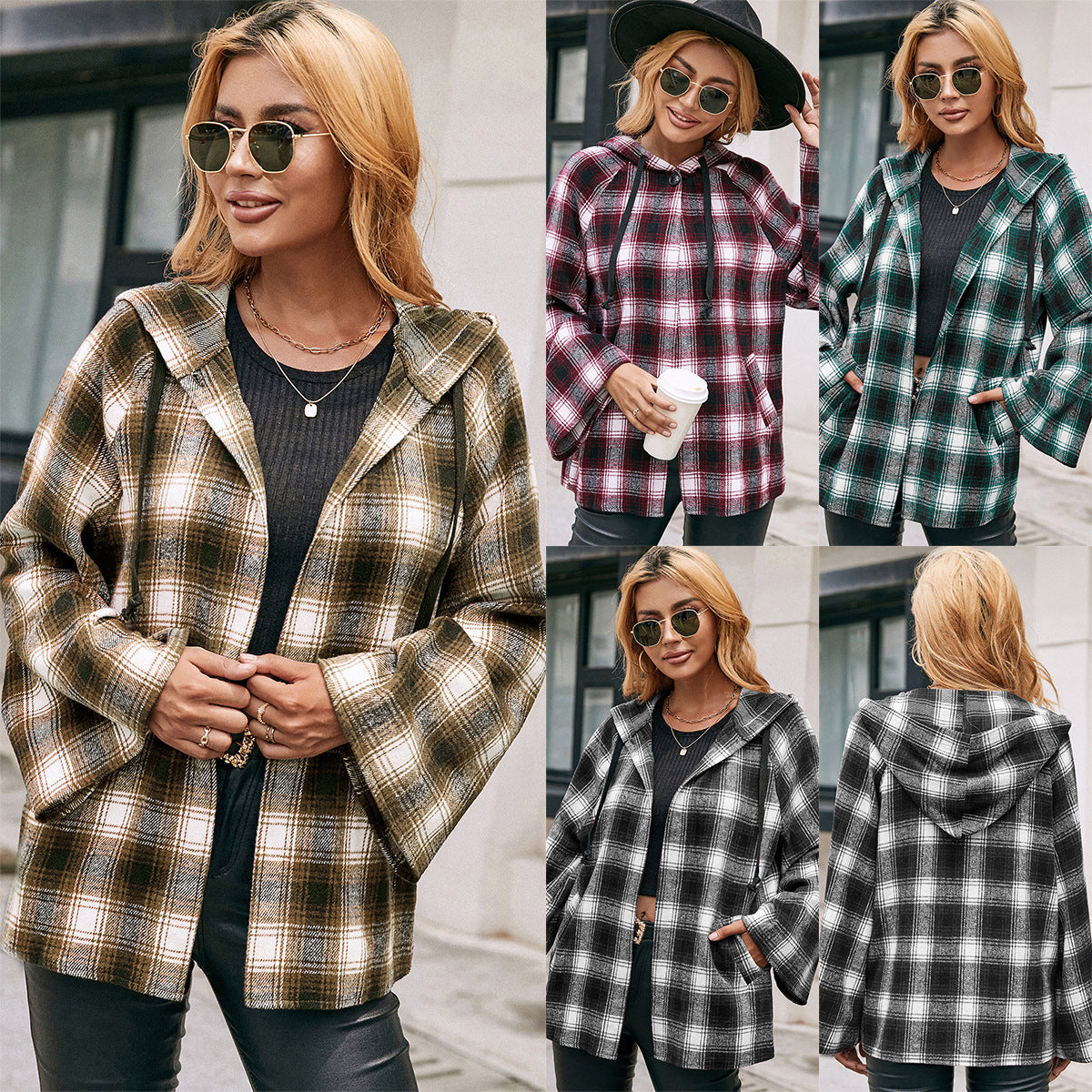 Dames Carre Overshirt veste au style décontracté avec capuche et manches larges Chic und Stil
