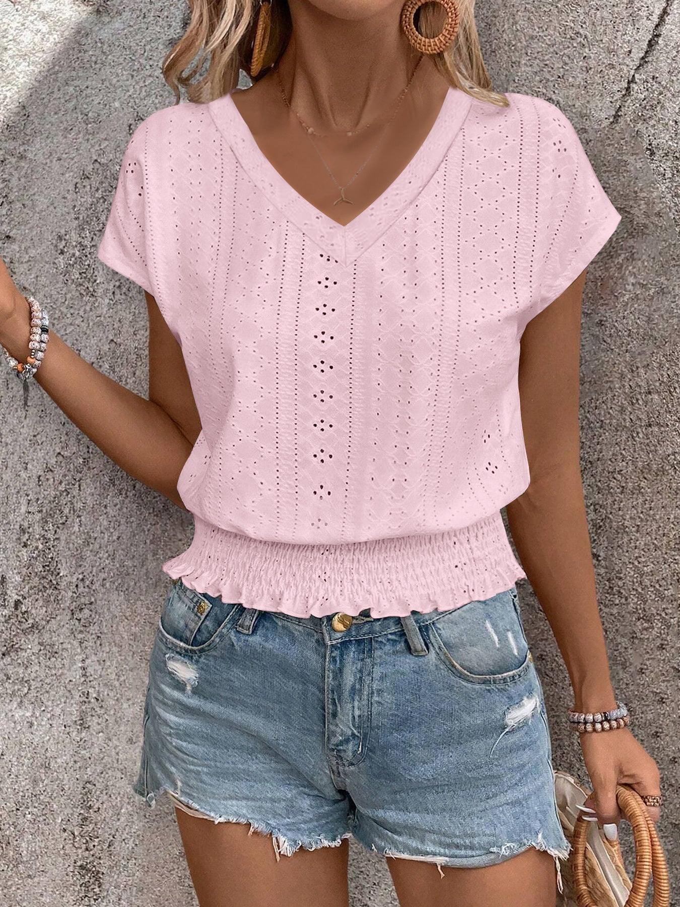 Chemisier à col en V en dentelle pour femmes Chic und Stil