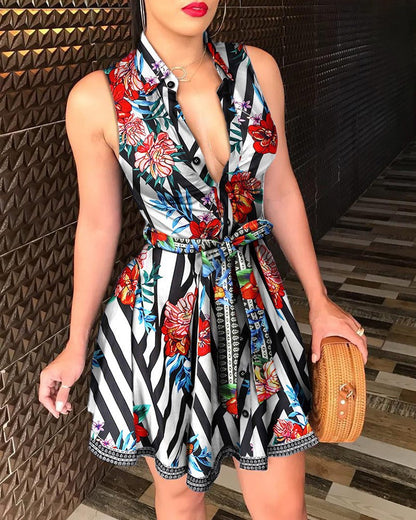 Dames Robe chemise mini stylée Chic und Stil