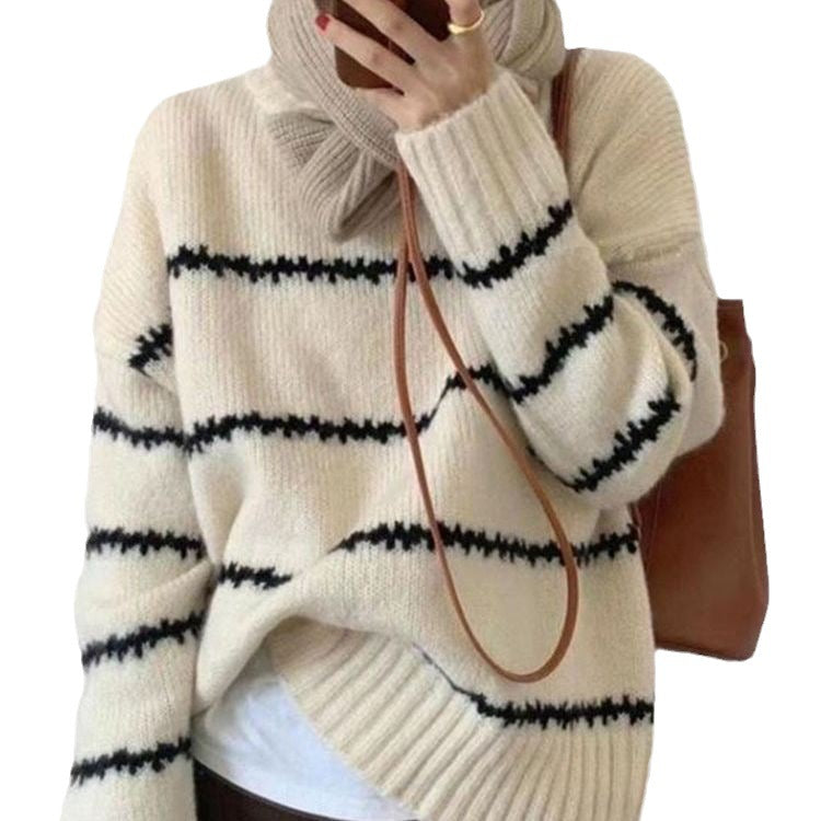 Femme Grand pull en tricot avec rayures modernes Chic und Stil