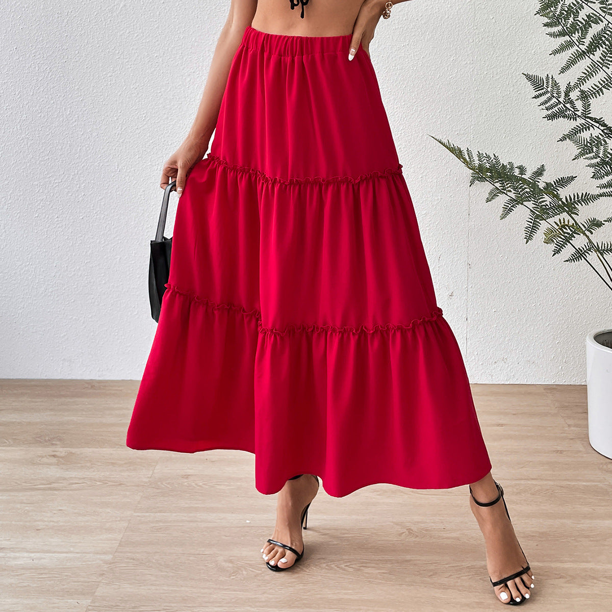 Jupe maxi décontractée pour femmes avec volant et taille élastique Chic und Stil
