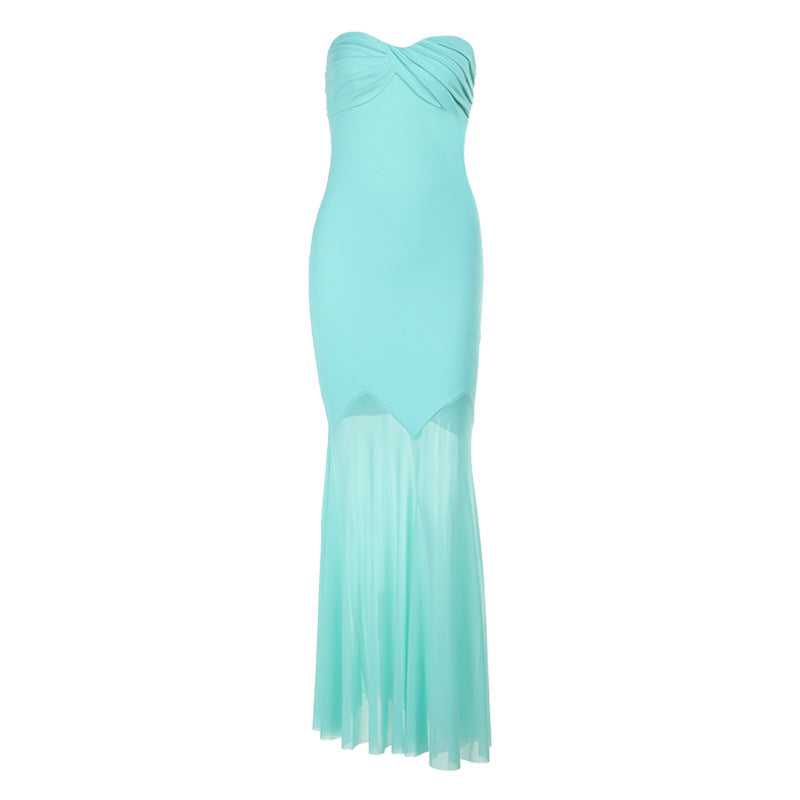 Dames Élégant Robe Maxi Sans Bretelles Chic und Stil
