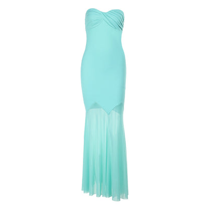 Dames Élégant Robe Maxi Sans Bretelles Chic und Stil