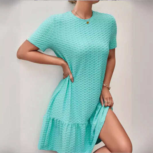 Robe d'été décontractée pour femmes en tissu texturé avec ourlet à volants Chic und Stil