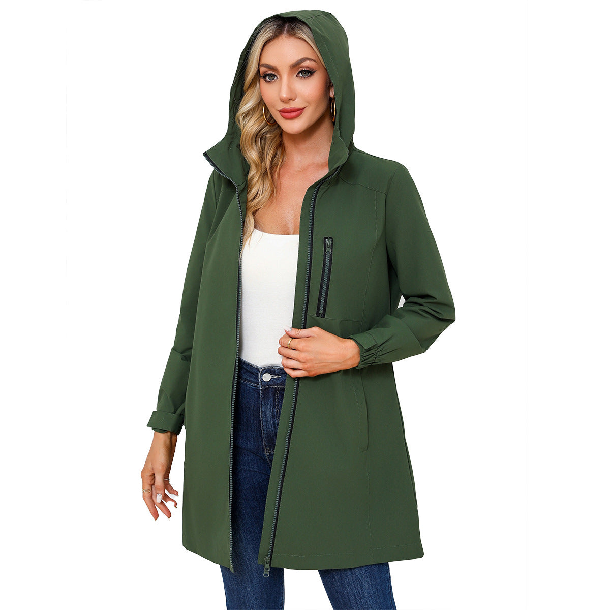 Functional women's jacket with adjustable hood Chic and Style