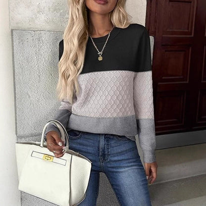Pull structure à la mode pour femmes avec des blocs de couleur contrastés Chic und Stil