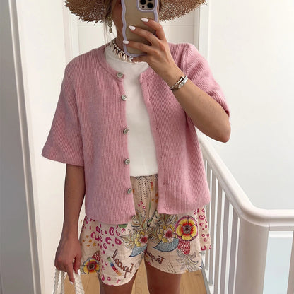 Dames gilet léger avec manches courtes et boutons décoratifs Chic und Stil