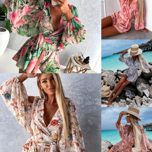 Women Elegant Bohemian Printed Jumper Dress Chic and Style