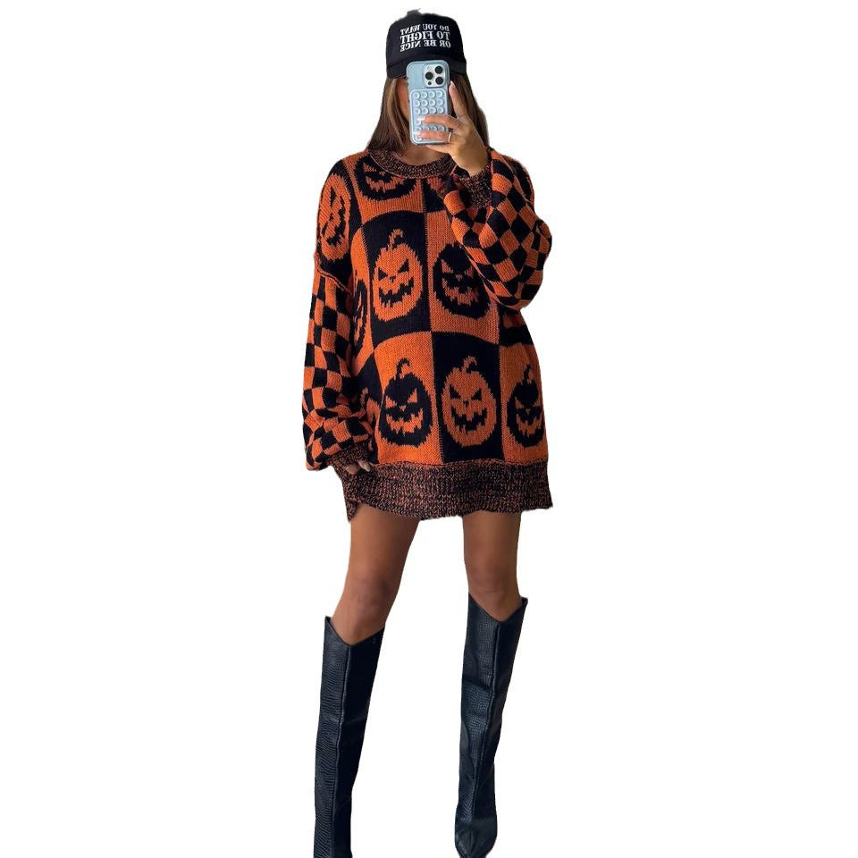 Pull en maille épaisse pour femmes avec un motif de fantôme moderne et une coupe décontractée Chic und Stil