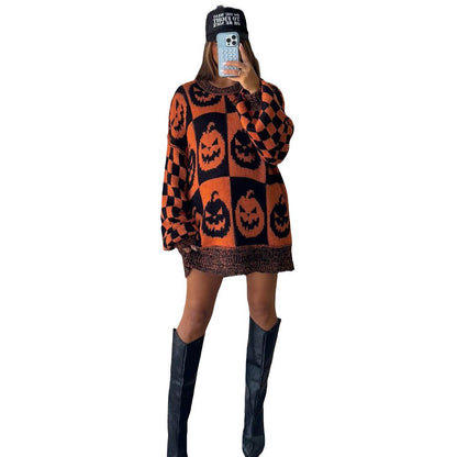 Pull en maille épaisse pour femmes avec un motif de fantôme moderne et une coupe décontractée Chic und Stil