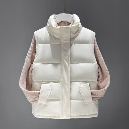 Dames gilet matelassé rembourré avec poches latérales hautes et col moderne Chic und Stil