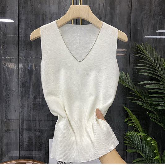 Pull en maille élégant à col en V pour femmes Chic und Stil