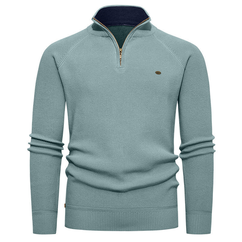 Knitted pullover for men with a high collar and zipper Chic und Stil