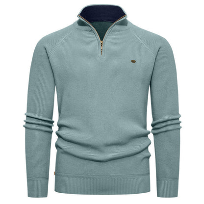 Knitted pullover for men with a high collar and zipper Chic und Stil