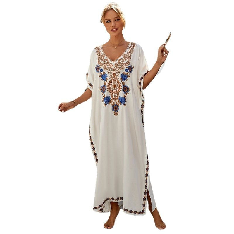 Robe kaftan brodée pour dames Chic und Stil