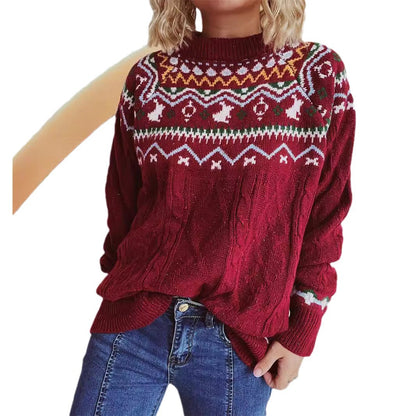 Pull-over en grosse maille pour femmes avec motif festif et dessin de torsades moderne Chic und Stil