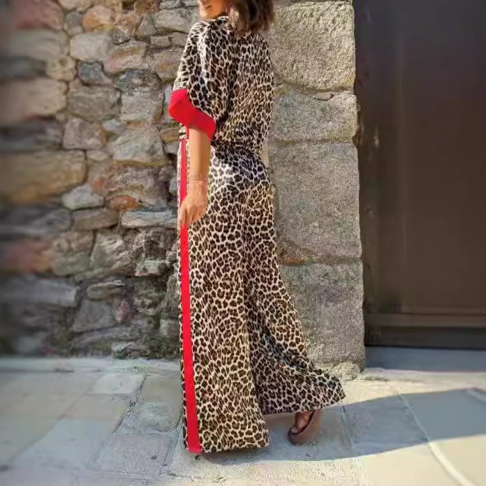 Dames élégant combinaison en imprimé léopard avec jambes larges et coupe décontractée Chic und Stil