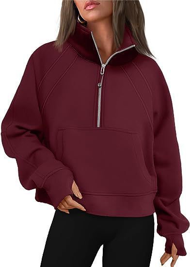 Dames pull-over mi-zip moelleux avec capuche et poche kangourou Chic und Stil