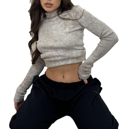 Dames Élégant et ajusté haut à manches longues Chic und Stil