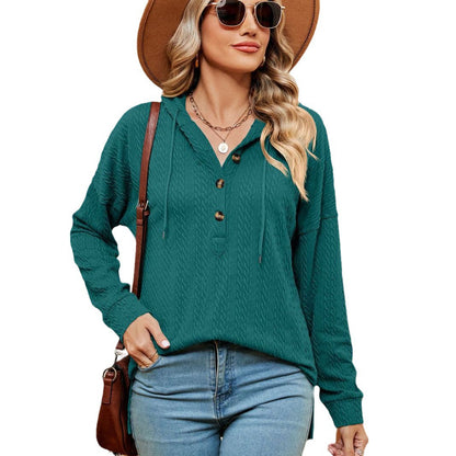 Pull women décontracté avec détails de boutons et capuche Chic und Stil