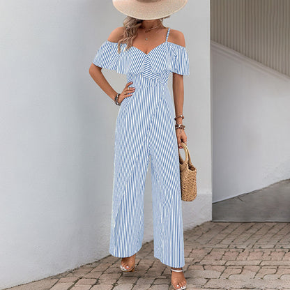 Dames combinaison à rayures Off-Shoulder Chic und Stil