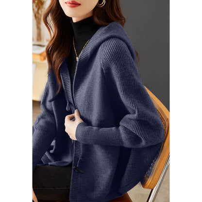 Dames pull en laine douillet avec capuche et coupe légèrement oversize Chic und Stil