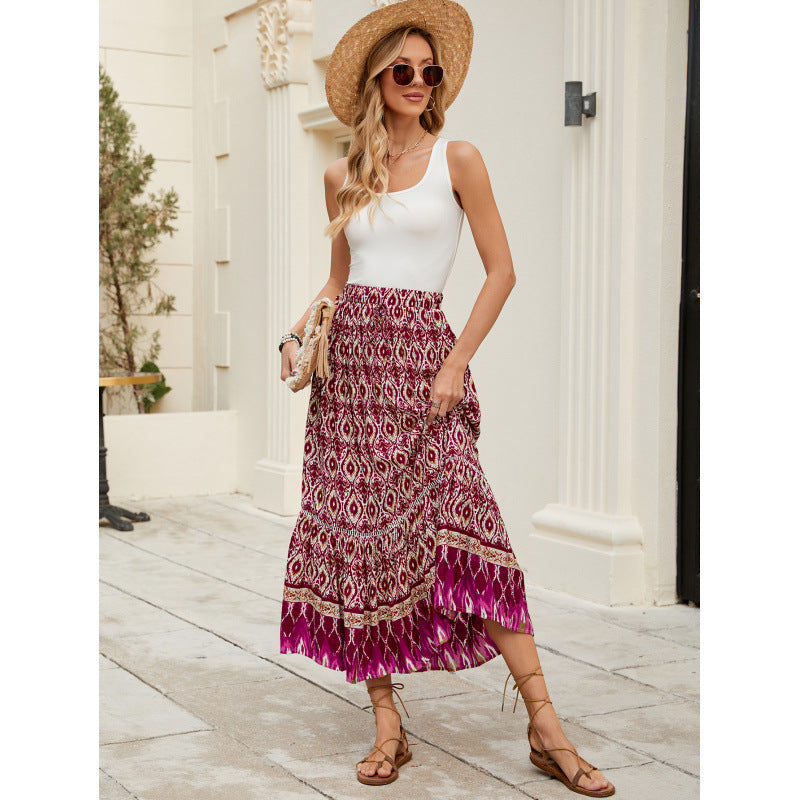 Dames Bohème Échelonné Maxi Jupe Chic und Stil