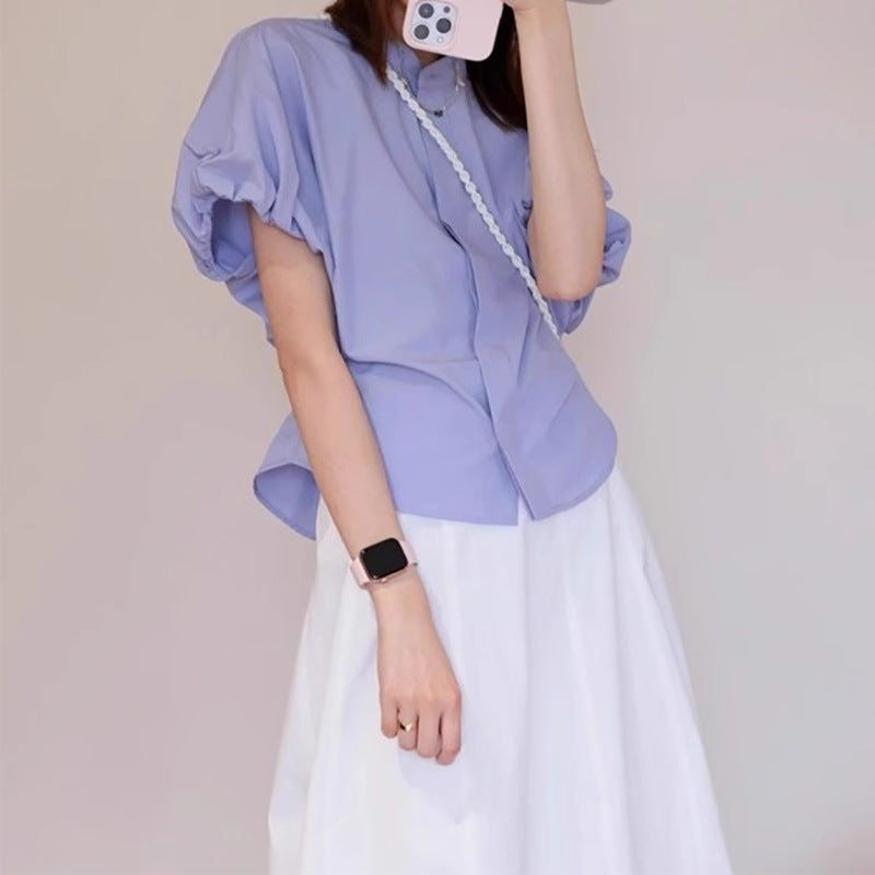 Chemisier à manches bouffantes à boutons pour femmes Chic und Stil