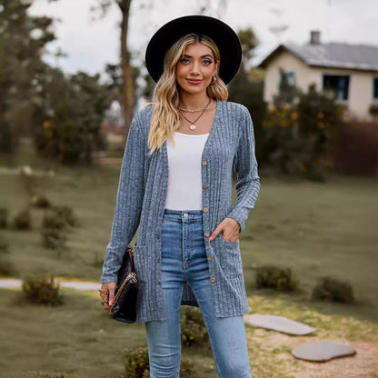 Damen cardigan à manches longues avec poches pratiques Chic und Stil