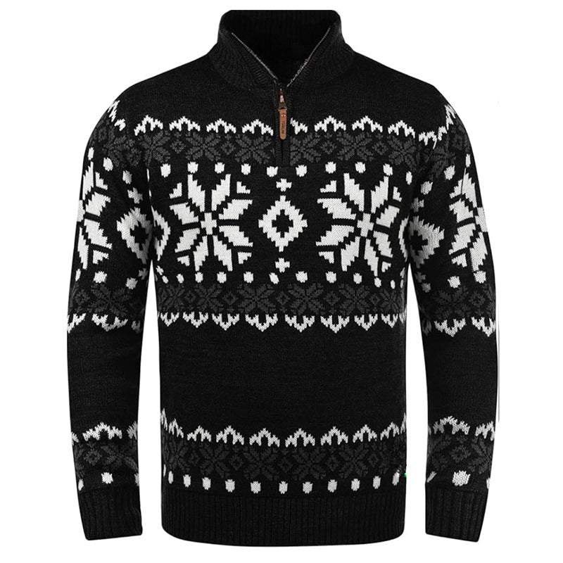 Pull en tricot pour hommes avec demi-fermeture éclair et motif de Noël Chic und Stil