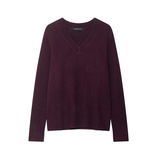Pull-over en tricot à col en V pour femmes en mélange de coton de haute qualité Chic und Stil