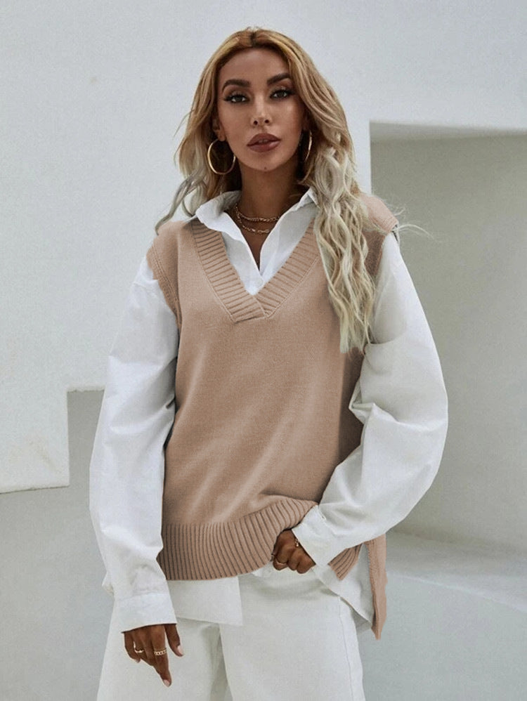 Pull en tricot pour femmes avec décolleté en V et coupe décontractée Chic und Stil